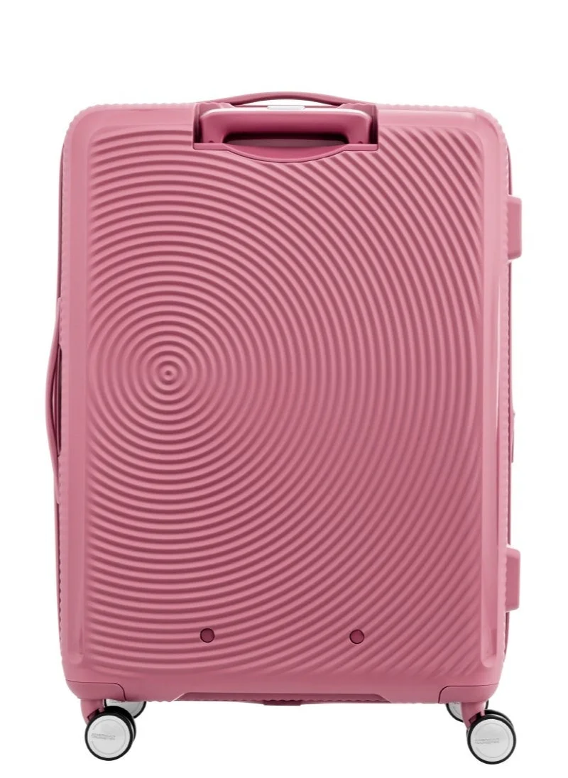 AMERICAN TOURISTER  Curio Suitcase, Check-In Size 69 cm / 25 inch, 4 Spinner Wheels, Hard Top, Polypropylene, Peach Blossom|DuoSaf™ Security Zipper|Spacious Interior|Expandable|TSA 008 Lock|Lightweight - 3 Years Global Warranty  | Best Price UAE