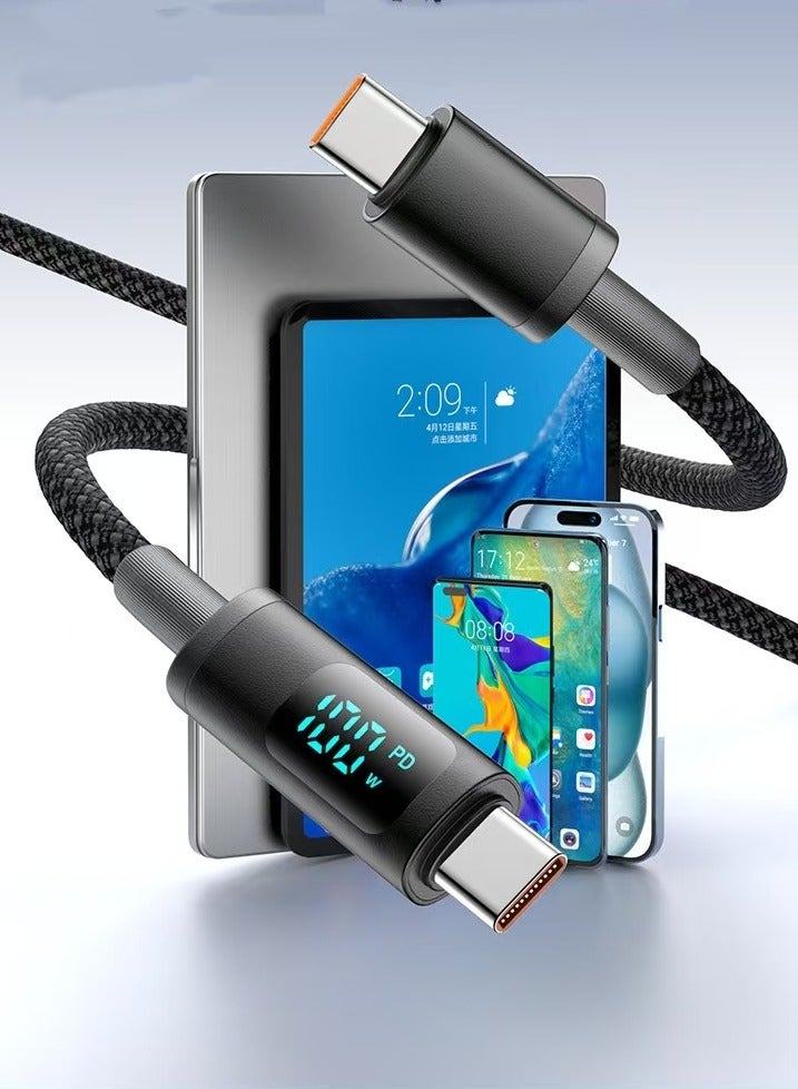 كابل نوع-ج، 100W، طول 1m، مع شاشة رقمية، أسود - Image 5