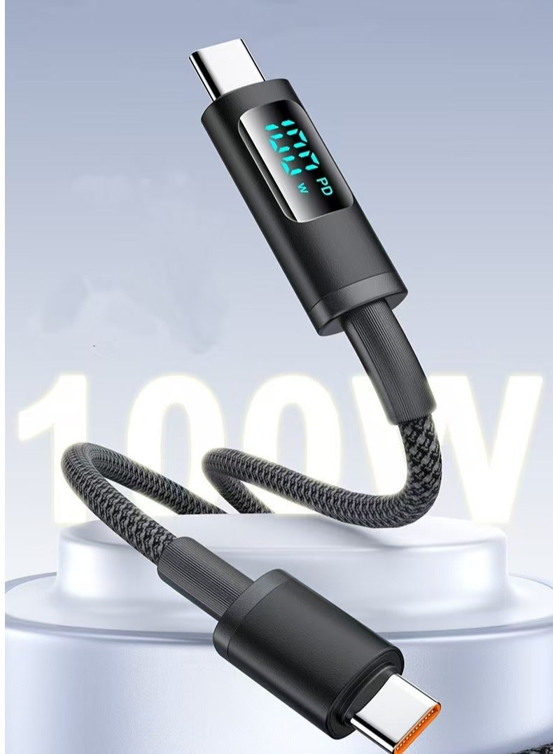 كابل نوع-ج، 100W، طول 1m، مع شاشة رقمية، أسود - Image 2