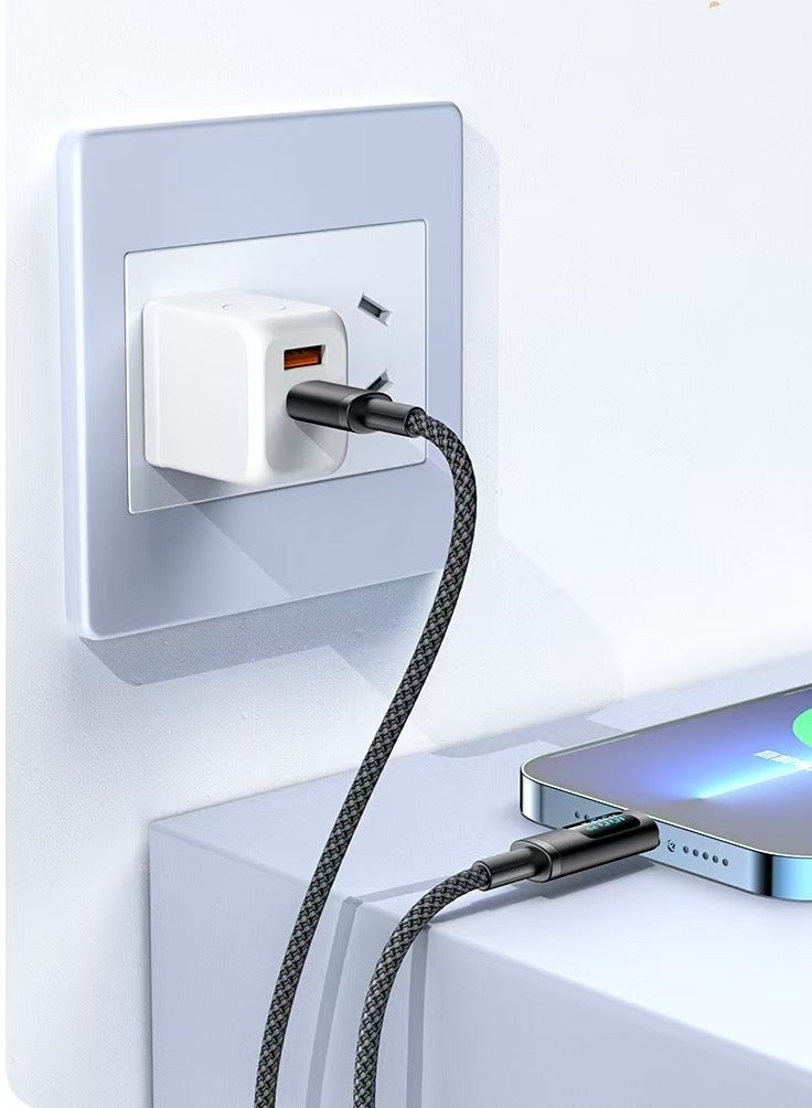 كابل نوع-ج، 100W، طول 1m، مع شاشة رقمية، أسود - Image 4