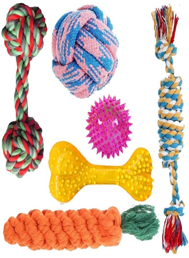 KittuPet Spike Bone for Dogs, Small to Medium Dog Toys Set Washable Cotton Rope Toys for Dogs with Cleaning Tools - Pack of 6 Suitable for Large and Medium Breeds - Image 1