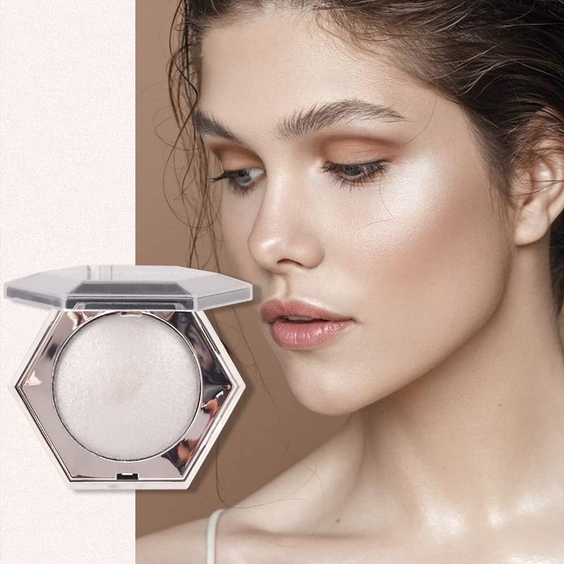 AMY'S DIARY Pearl White Shimmer Glitter Highlighter Highlight Makeup Contour Powder,Silver Face Highlighter, Highlighter+Makeup iluminadores Illuminator Make Up (Shiny Silver) - Image 3