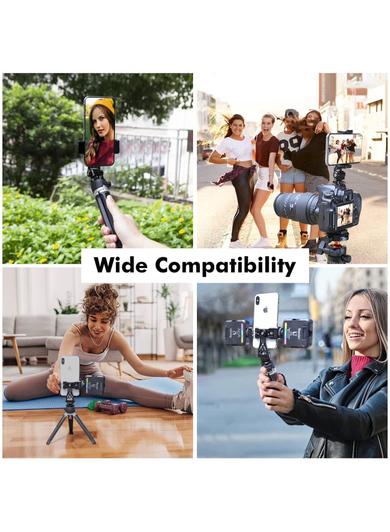 Captaintech Metal Phone Tripod Mount with Rotating Cold Shoe 360 Rotate and Tilt Angles,Compatible with iPhone Samsung Smartphone Holder Adapter, Desktop Tripod for Cell Phone,Video Live Streaming Vlogging Rig - Image 5