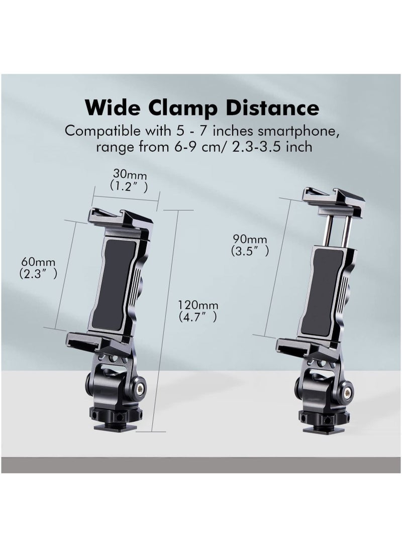 Captaintech Metal Phone Tripod Mount with Rotating Cold Shoe 360 Rotate and Tilt Angles,Compatible with iPhone Samsung Smartphone Holder Adapter, Desktop Tripod for Cell Phone,Video Live Streaming Vlogging Rig - Image 3