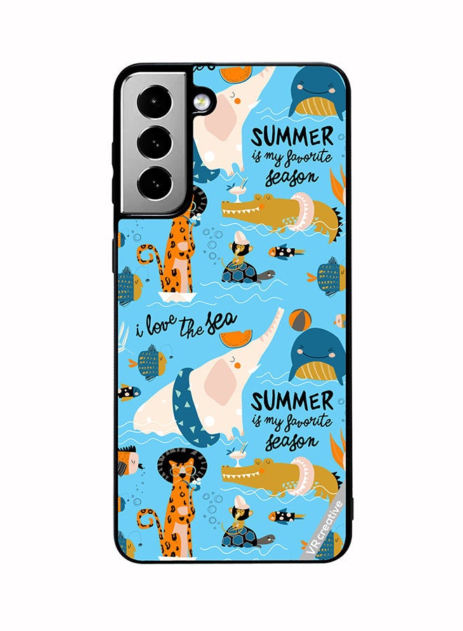 VR CREATIVE Protective Case Cover For Samsung Galaxy S21 FE 5G Funny Cat Design Multicolour - Image 1