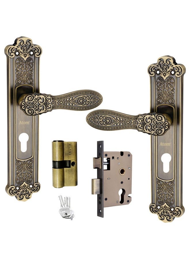 Atom Heavy Duty Mortise Door Lock with Both Sided Key for Bedroom, Living Room, Main Door, Brass Antique Finish | 3 Keys | Lockset for House Hotel Office(O49CYBSK) - Image 1