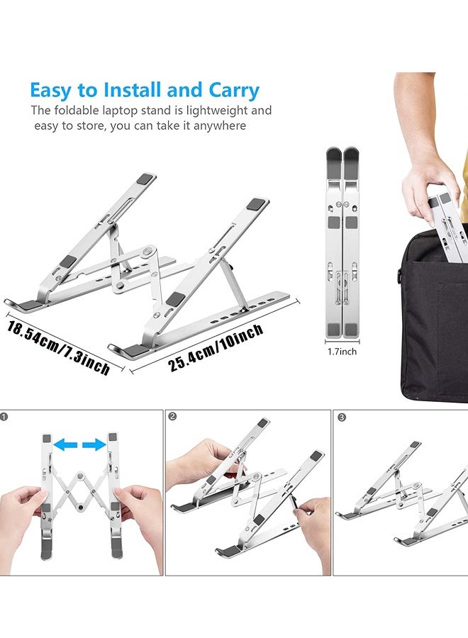 Foldable Portable Computer Stand, Compatible with MacBook Air Pro, HP, Lenovo, Dell, More 10-15.6”Inch and Tablets (Silver) - Image 2