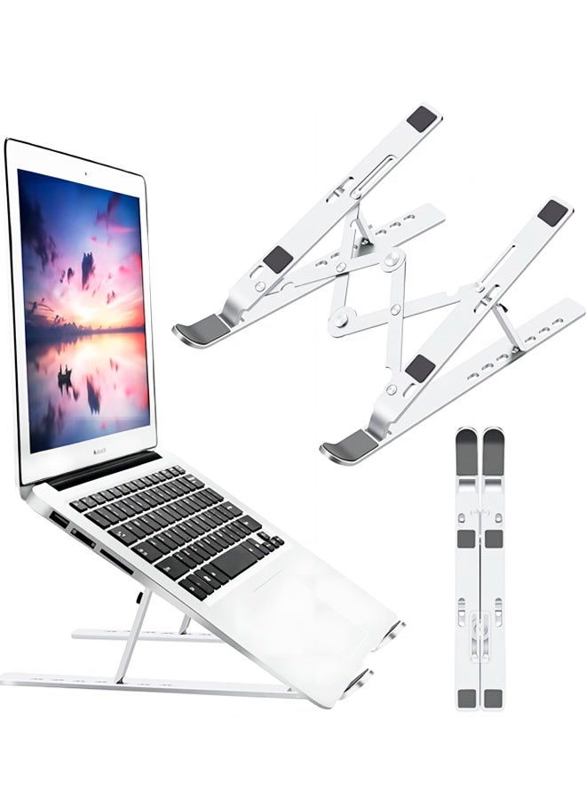 Foldable Portable Computer Stand, Compatible with MacBook Air Pro, HP, Lenovo, Dell, More 10-15.6”Inch and Tablets (Silver) - Image 1
