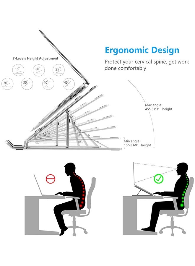 Foldable Portable Computer Stand, Compatible with MacBook Air Pro, HP, Lenovo, Dell, More 10-15.6”Inch and Tablets (Silver) - Image 3