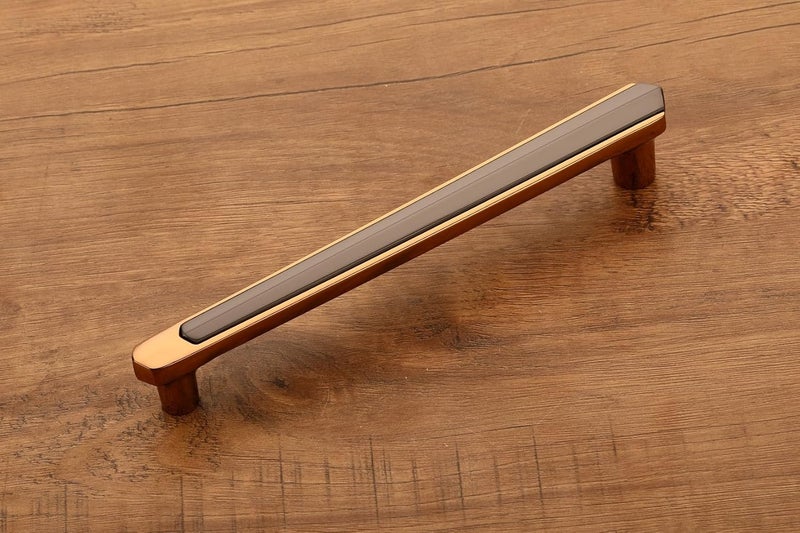 HARMONUS HARMONUS Fancy Zinc Kitchen Cabinet HandlePull HandleDoor HandleDrawer Handle Rose Gold Black Satin Finish Zinc Alloy 288 MM 12 Inch 6 PCS HCRGBMSR2016288MM - Image 1
