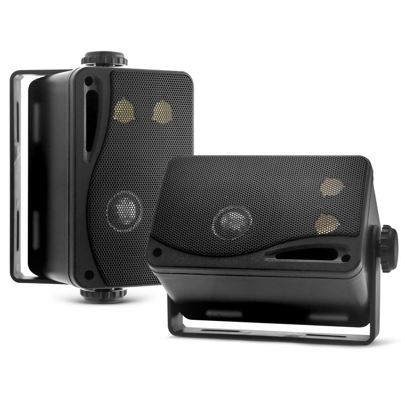 Pyle 3-way Mini Box Speaker System - 3.5 Inch 200 Watt Waterproof Marine Grade Mount Speakers - in a Heavy Duty ABS Enclosure Grill - Home, Boat, Poolside, Patio Indoor Outdoor Use (Black) - Image 1