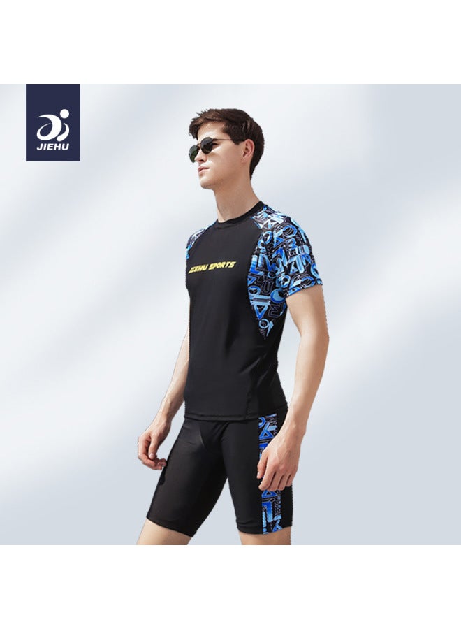 Loquat Men's Swimsuit Adult Youth Anti-embarrassment Swimsuit Men's Swimsuit Quick-drying Hot Spring Split Swimsuit Suit-Color:65303+8723- - Image 3