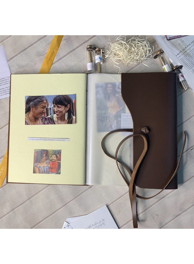 Rustic Town Leather Photo Album with Gift Box - Scrapbook Style Pages (Large, Brown)  - Image 4