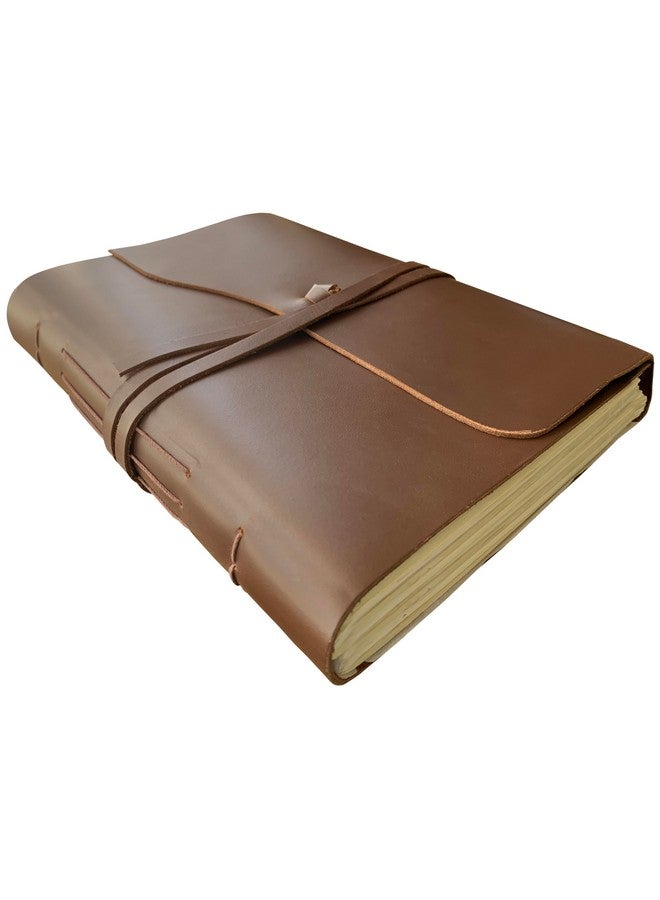 Rustic Town Leather Photo Album with Gift Box - Scrapbook Style Pages (Large, Brown)  - Image 1