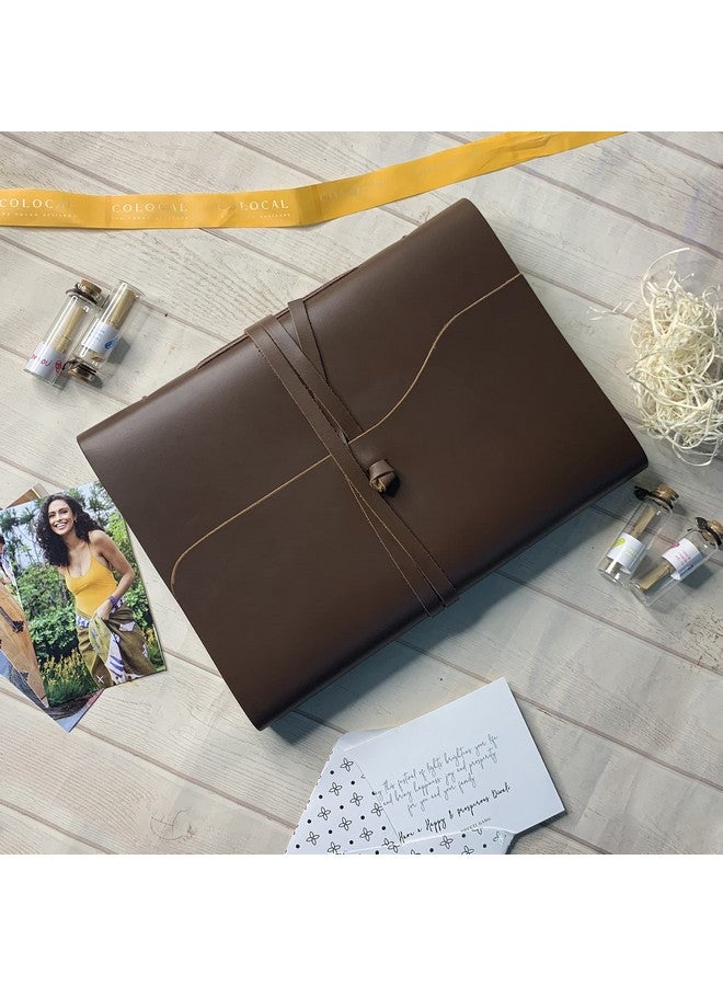 Rustic Town Leather Photo Album with Gift Box - Scrapbook Style Pages (Large, Brown)  - Image 5