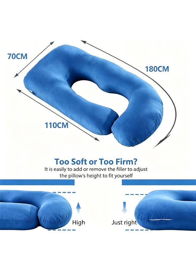 VTERLY Pregnancy Pillows, 180cm Long Maternity Pillows with Removable Bean Velvet Cover, U-Shape Full Body Pillow, Pregnancy Pillows for Sleeping, Body Pillows for Adults, Maternity Pillow - Image 2