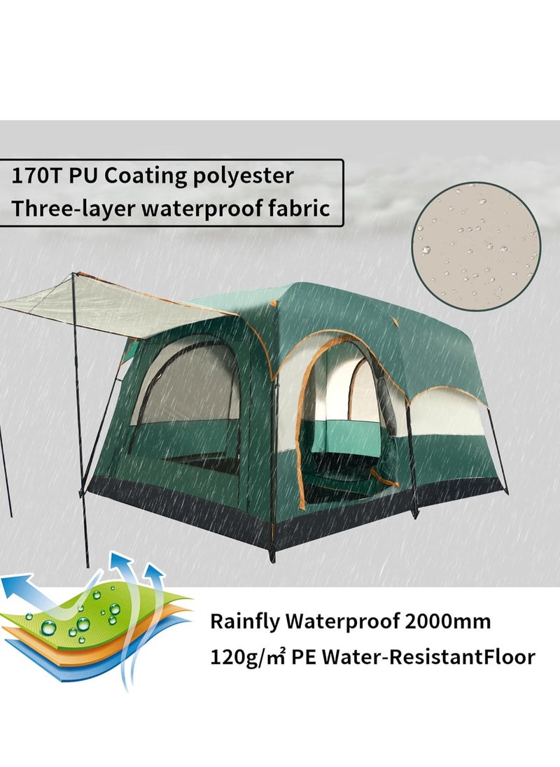 Arabest Large Tent 5-8 Person,Family Cabin Tents,2 Rooms,3 Doors and 3 Windows with Mesh,Straight Wall,Waterproof,Double Layer,Big Tent for Outdoor,Picnic,Camping,Family Gathering,Waterproof/Windproof Instant Tent for Hiking & Travel-Carry Bag  - Image 2