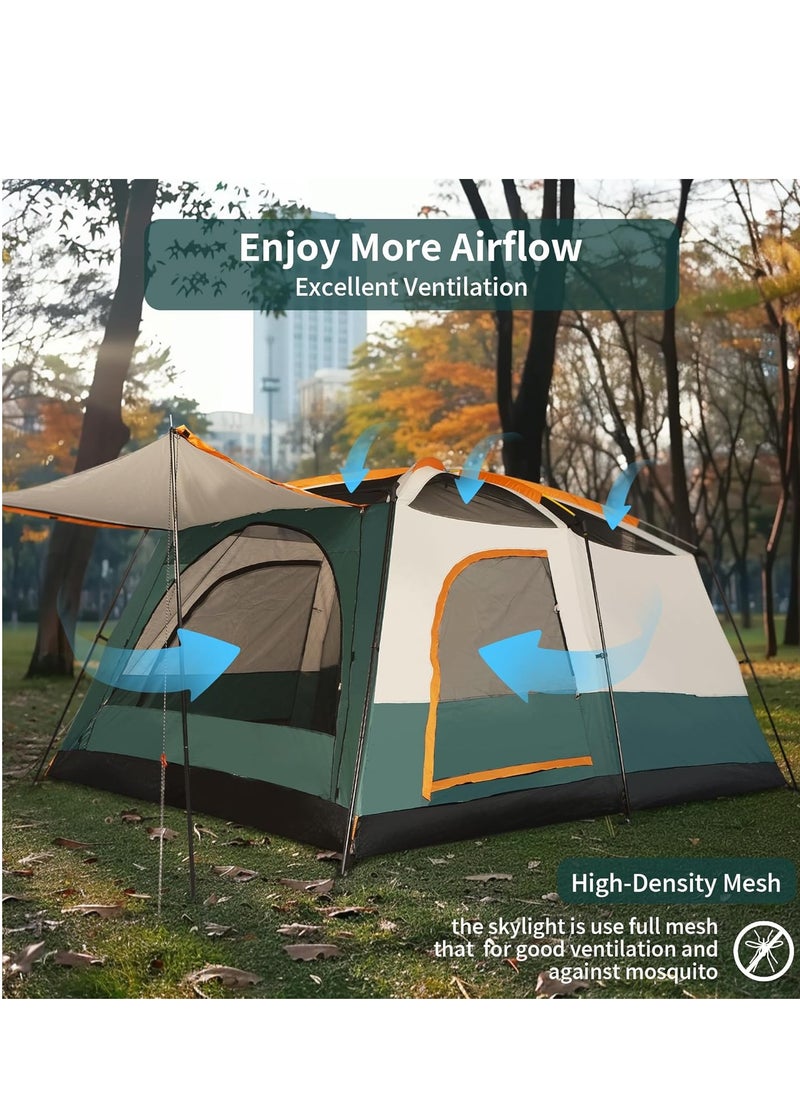 Arabest Large Tent 5-8 Person,Family Cabin Tents,2 Rooms,3 Doors and 3 Windows with Mesh,Straight Wall,Waterproof,Double Layer,Big Tent for Outdoor,Picnic,Camping,Family Gathering,Waterproof/Windproof Instant Tent for Hiking & Travel-Carry Bag  - Image 3