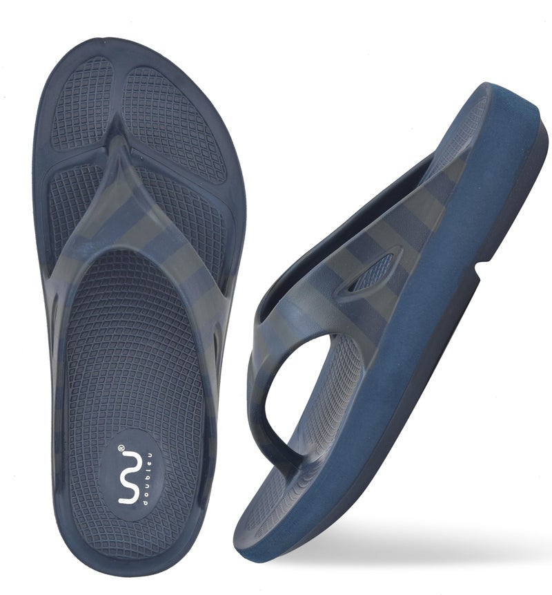 doubleu Recovery Slipper|Soft Doctor Anti-Skid Slipper for Men|Painted Classic|Slides, Flip-Flops, Chappals (6,Navy+Blue+Blue+Grey) - Image 2