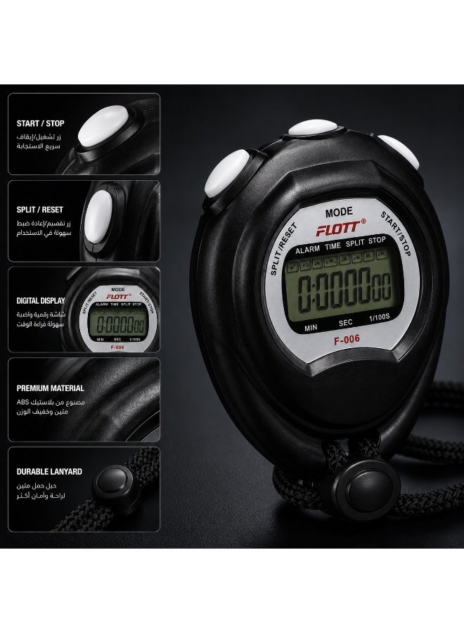 FLOTT F-006 Digital Multifunction Stopwatch – Accurate Sports Stopwatch with LCD Display and Lanyard - Image 3