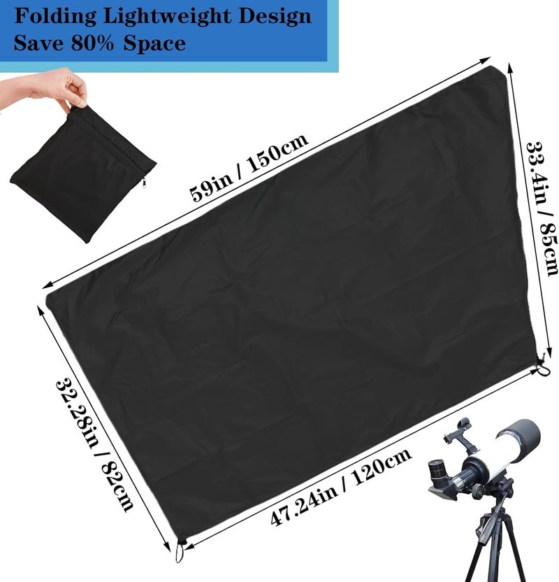 Bigwinyep Telescope Cover with Adjustable Drawstring Zipper Waterproof Outdoor Astronomical Telescope Cover Dust Cover for Outdoor Indoor, 150x85CM/59x33Inch - Image 2