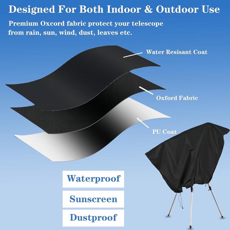 Bigwinyep Telescope Cover with Adjustable Drawstring Zipper Waterproof Outdoor Astronomical Telescope Cover Dust Cover for Outdoor Indoor, 150x85CM/59x33Inch - Image 4