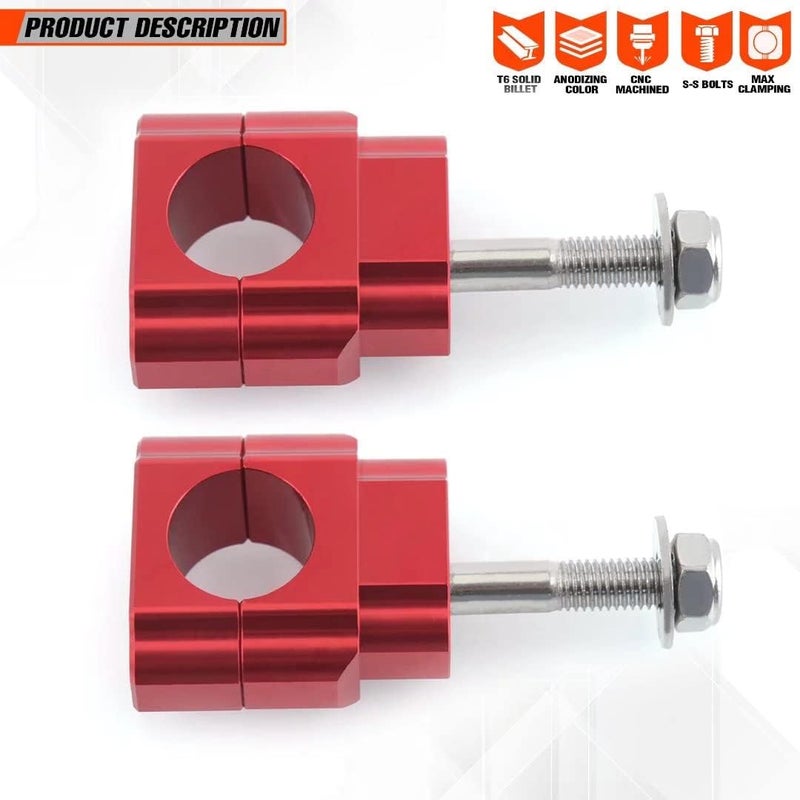 Fewfuss Universal Dirt Bike Handlebar Mounts - Motorcycle Handlebar Riser Mounting Kit 1-1/8" Red - Image 5