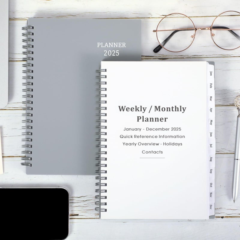 BooQool 2025 Planner - Jan 2025 - Dec 2025, Planner 2025, 2025 Planner Weekly and Monthly, 6.25" × 8.3", Tabs, Inner Pocket, Strong Twin-Wire Binding, Improving Your Time Management Skill - Image 2