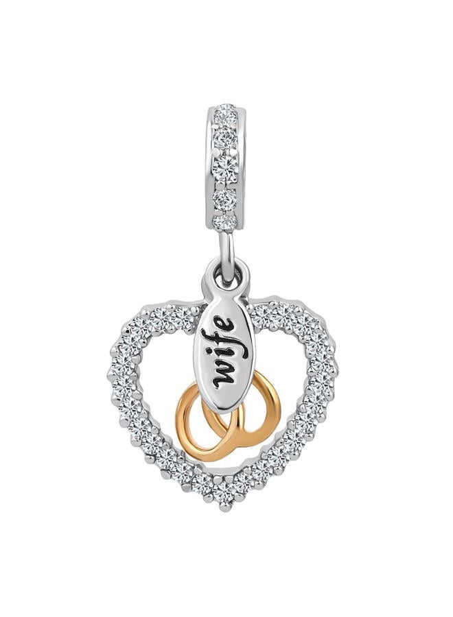 MiiFort Wife Love Heart Knot Charm for Bracelets Necklaces Pendants Compatible with Pandora Charms Bracelets Gift for Women Lover Fiancee Girlfriend Husband Family Anniversary Birthday, Cubic - Image 2