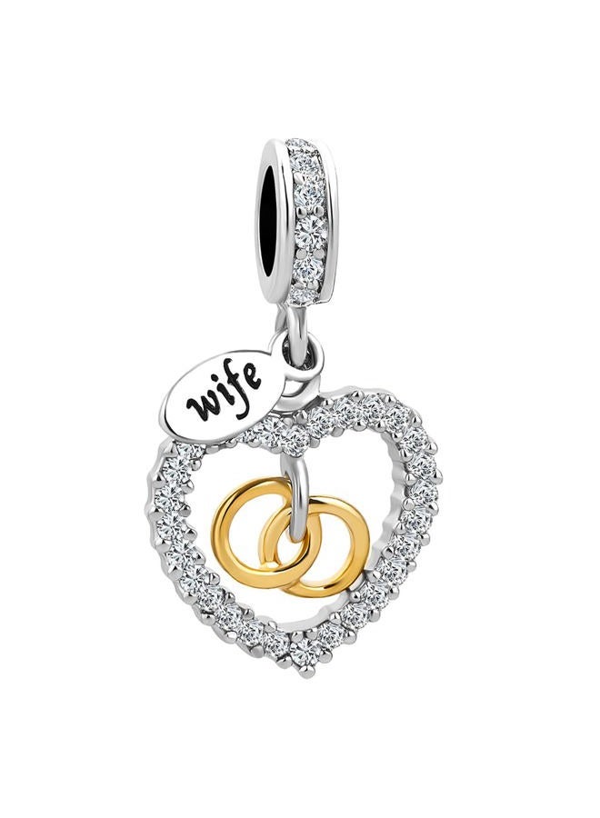 MiiFort Wife Love Heart Knot Charm for Bracelets Necklaces Pendants Compatible with Pandora Charms Bracelets Gift for Women Lover Fiancee Girlfriend Husband Family Anniversary Birthday, Cubic - Image 1