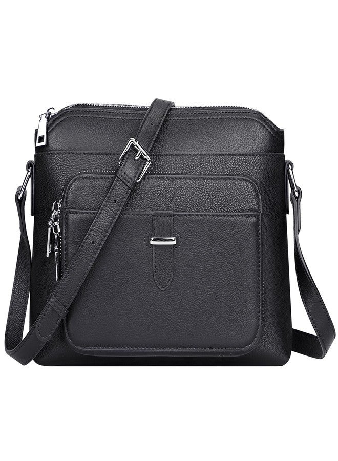 Over Earth Genuine Leather Crossbody Purses for Women Ladies Bag Genuine Leather Crossbody Bag with Card Pocket(O205E Black) - Image 1