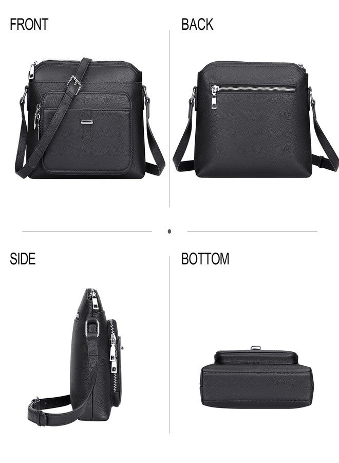 Over Earth Genuine Leather Crossbody Purses for Women Ladies Bag Genuine Leather Crossbody Bag with Card Pocket(O205E Black) - Image 3