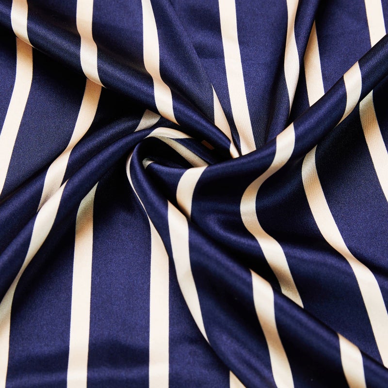 Lonxu Pajamas Set Mens Silk Satin Pajamas Long Sleeve Loungewear Two-Piece Sleepwear Button-Down Pj Set S-XXXXL (Navy Blue, L) - Image 4
