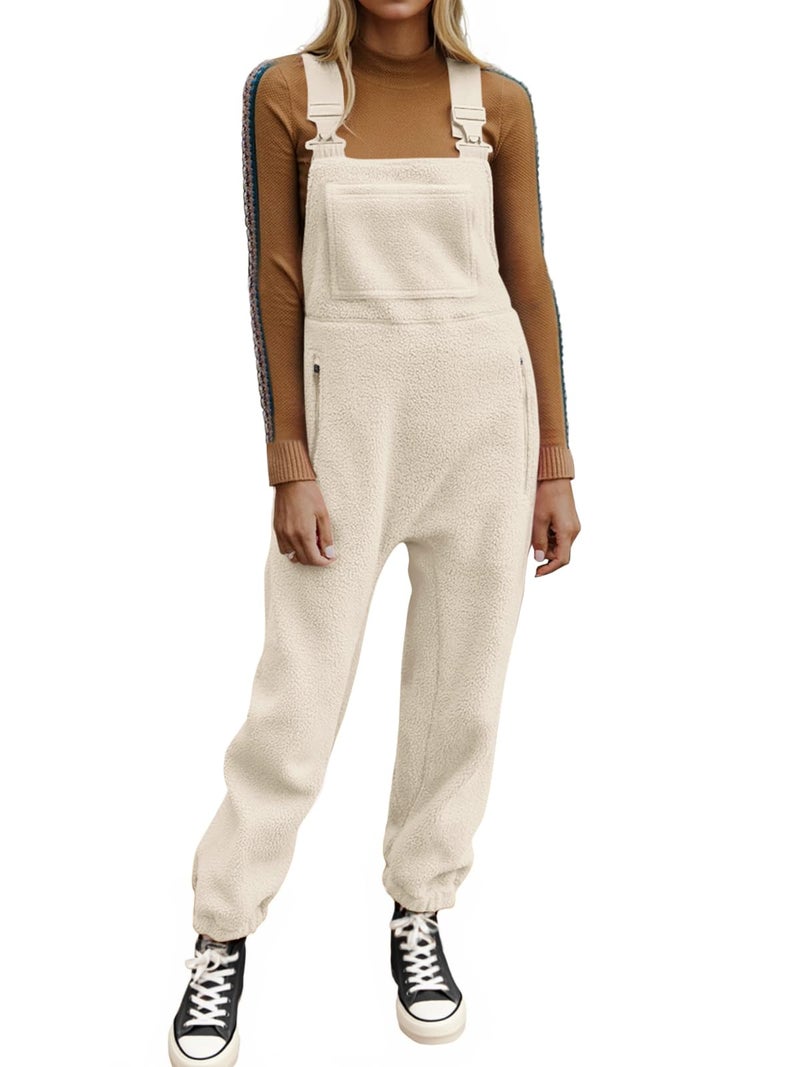 Ebifin Women's Fleece Warm Overalls Winter Loose Casual Jumpsuits with Pockets - Image 1