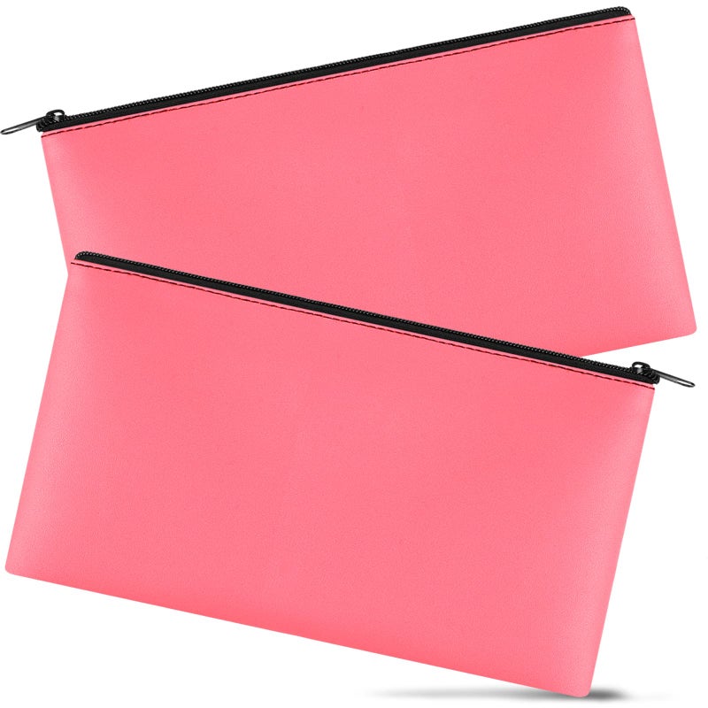 Joyberg 2 Pieces Money Bags with Zipper, 11x6.1 inch Money Pouch, Bank Bag, Cash Bag, Check Wallet, Cosmetics(peach) - Image 1