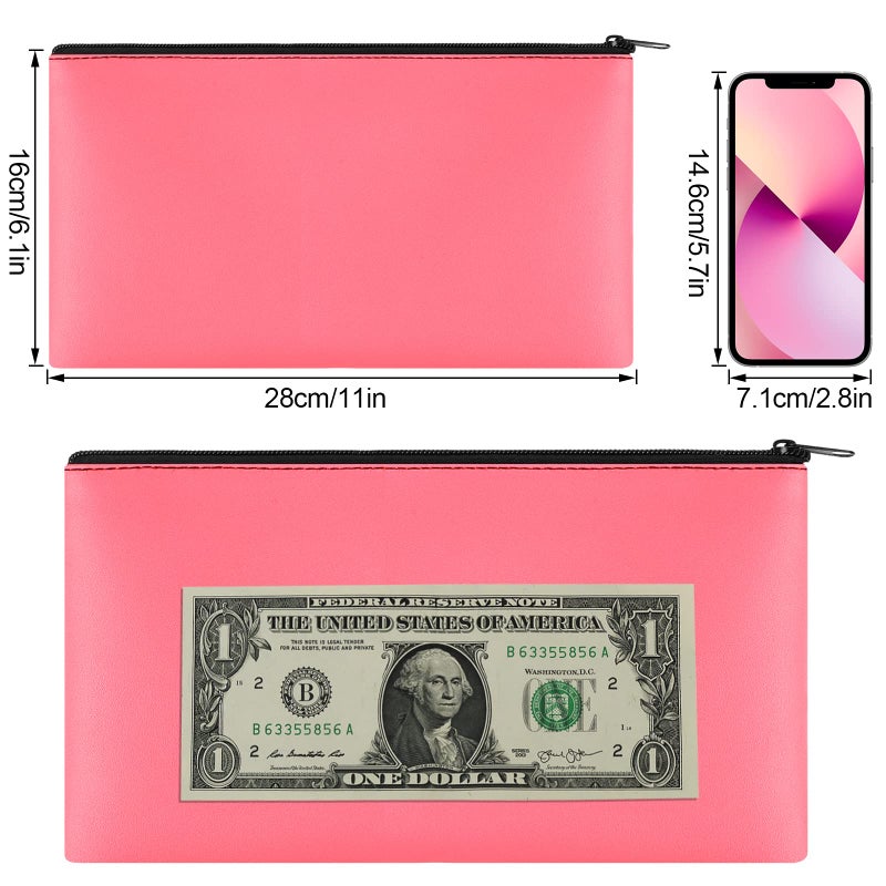Joyberg 2 Pieces Money Bags with Zipper, 11x6.1 inch Money Pouch, Bank Bag, Cash Bag, Check Wallet, Cosmetics(peach) - Image 2