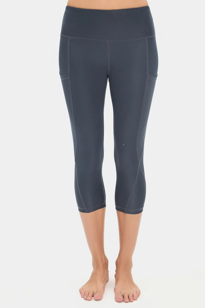 جويستار Women's High Waist Slimming Double Pocket Knee Length Capri Leggings