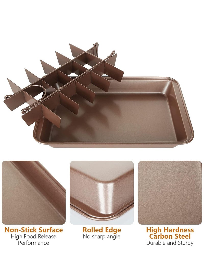 Arabest Brownie Baking Tray, Non-Stick Brownie Cake Pan with Dividers and Grips, 18 Pre-slice Brownie Pan for Baking Bread, Cookie, Cake, Chocolate(Champagne Gold)  - Image 4
