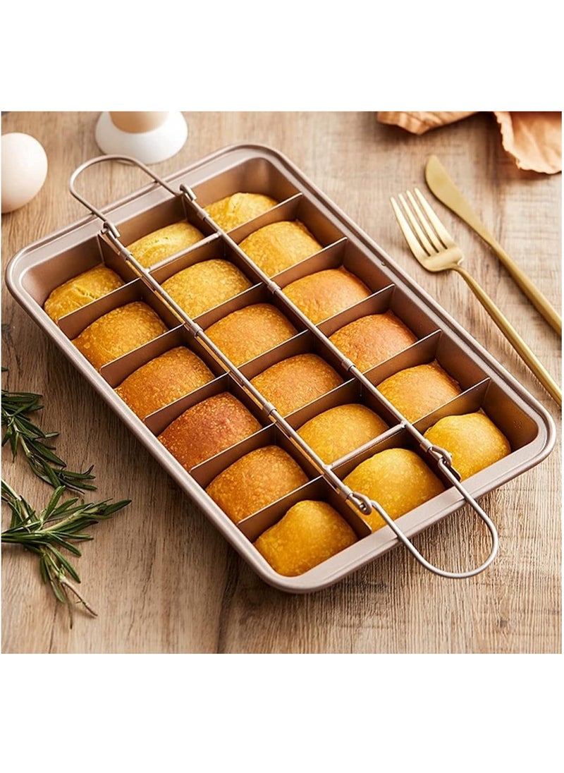 Arabest - Brownie Baking Tray, Non-Stick Brownie Cake Pan with Dividers and Grips, 18 Pre-slice Brownie Pan for Baking Bread, Cookie, Cake, Chocolate(Champagne Gold) - Image 1