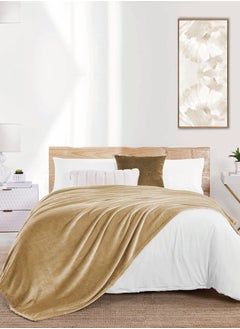 Donetella Fleece Blanket Single Size(170 X 200 CM) Super Soft Throw Blanket With 300 GSM Best Lightweight Warm Plush Throws For Bed, Sofa,Couch And Camping,French Beige  - Image 1