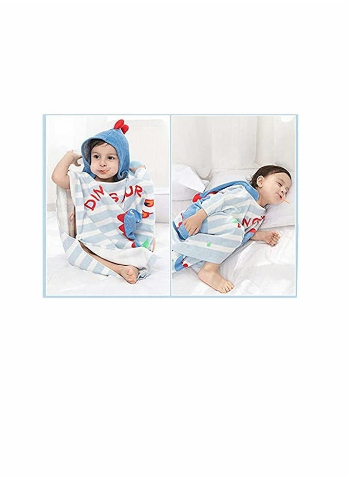 Excefore Kids Bath/Pool/Beach Hooded Poncho Towel-Cartoon Animal Pattern Cotton Beach Towel for Baby and Kids (Dinosaur)  - Image 2