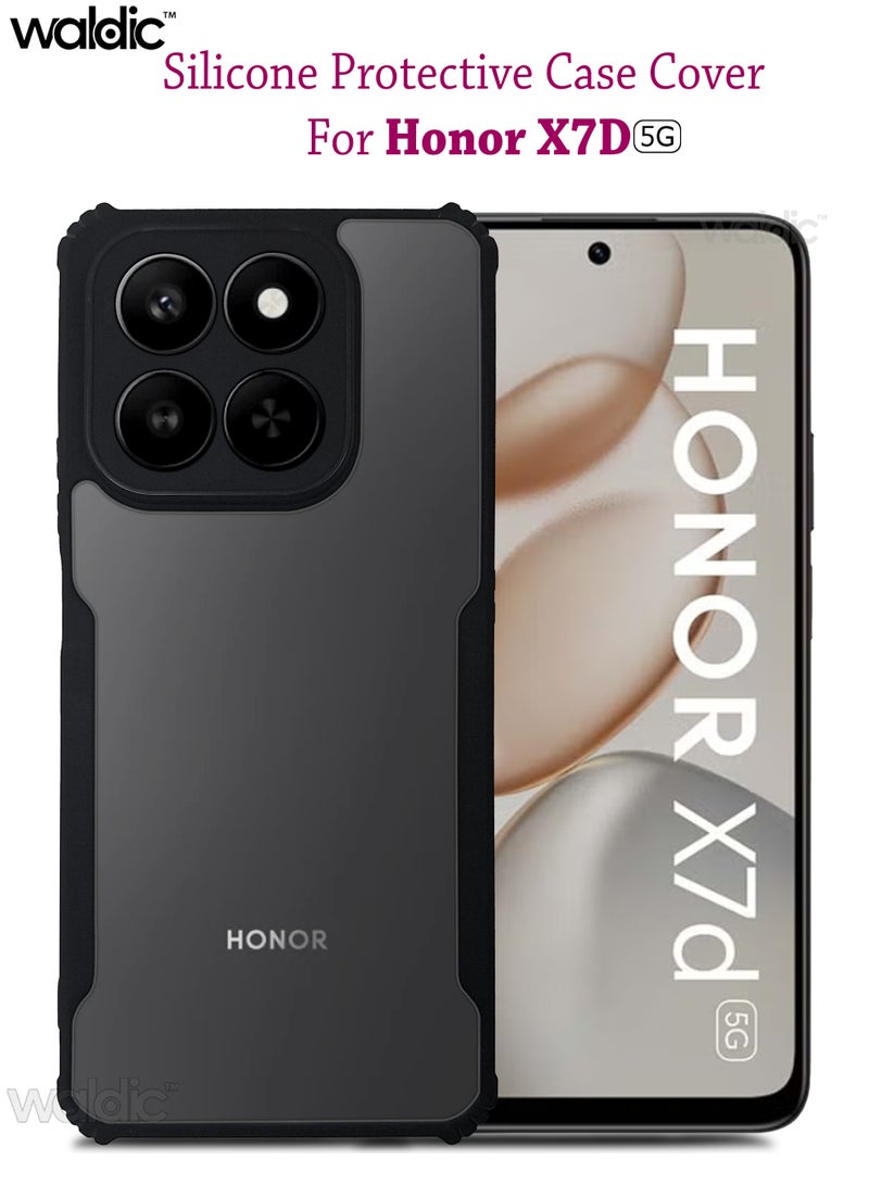 ولديك جراب فاخر لهاتف Honor X7d 5g | غطاء سيليكون فاخر مصمم خصيصًا لهاتف Honor X7d 5g | جراب حماية رفيع للكاميرا والسقوط لهاتف Honor X7d 5g - شفاف/أسود - Image 1