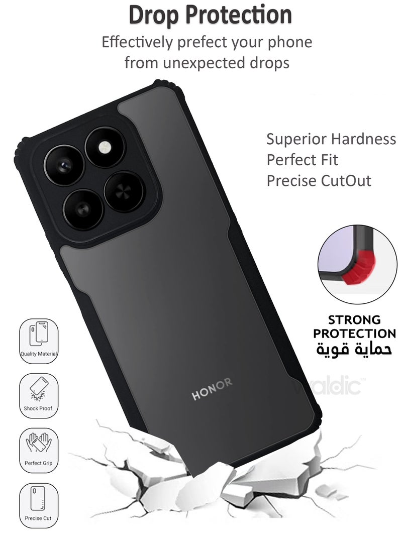 ولديك جراب فاخر لهاتف Honor X7d 5g | غطاء سيليكون فاخر مصمم خصيصًا لهاتف Honor X7d 5g | جراب حماية رفيع للكاميرا والسقوط لهاتف Honor X7d 5g - شفاف/أسود - Image 3