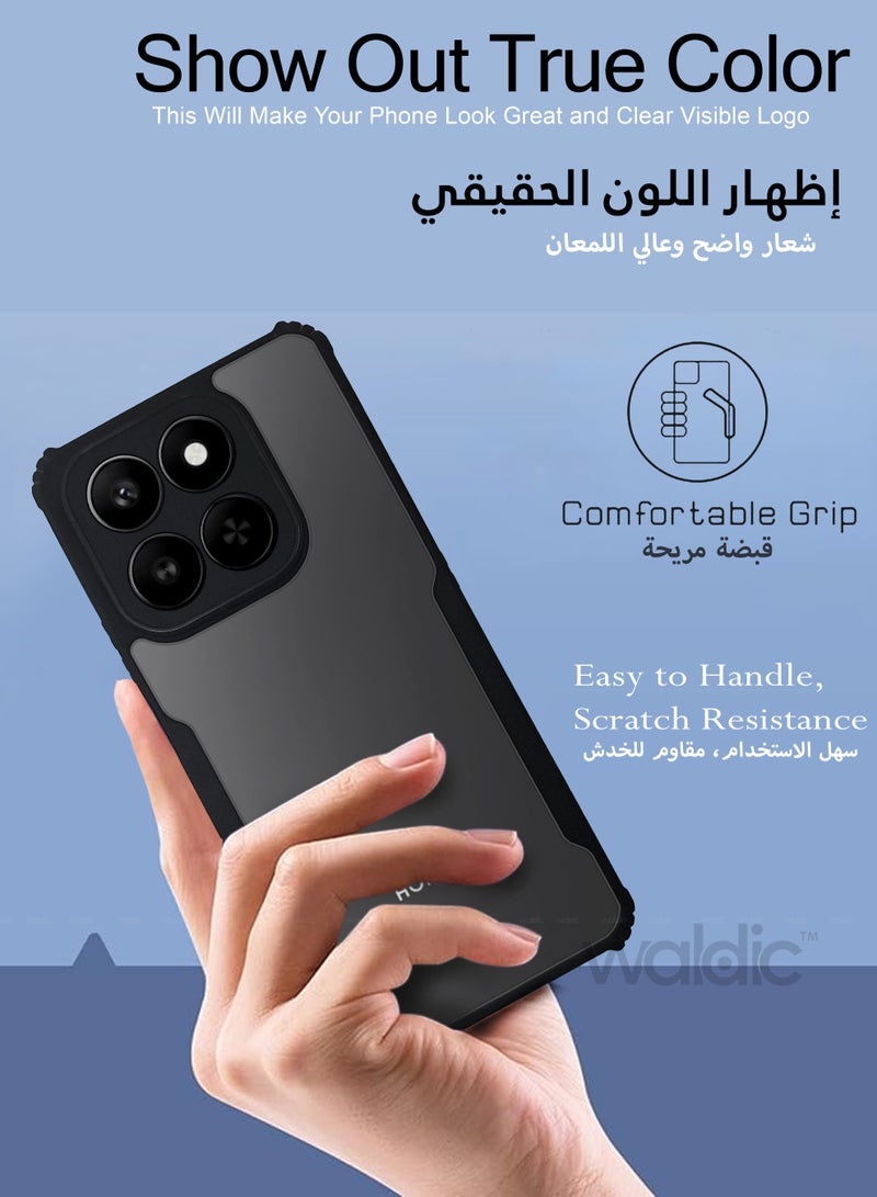 ولديك جراب فاخر لهاتف Honor X7d 5g | غطاء سيليكون فاخر مصمم خصيصًا لهاتف Honor X7d 5g | جراب حماية رفيع للكاميرا والسقوط لهاتف Honor X7d 5g - شفاف/أسود - Image 4