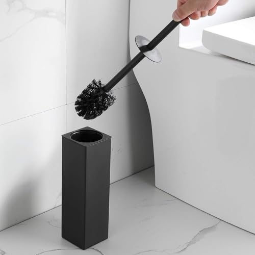 BGL Toilet Brush and Holder Set, Matte Black Freestanding for Bathroom Storage and Organization, Square Design Sturdy and Space Saving - Image 4