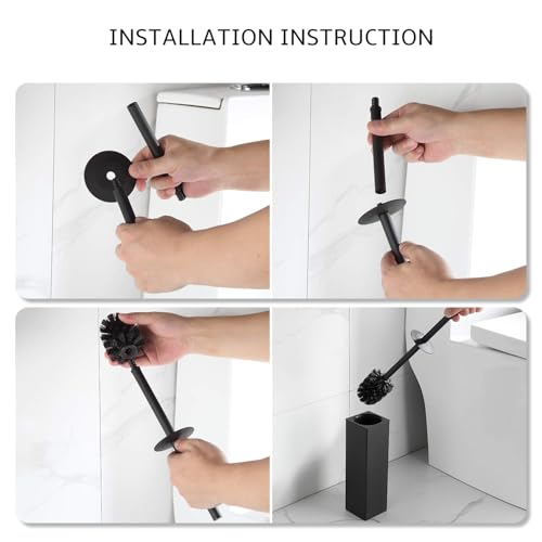BGL Toilet Brush and Holder Set, Matte Black Freestanding for Bathroom Storage and Organization, Square Design Sturdy and Space Saving - Image 3