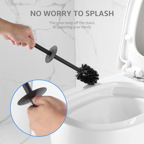 BGL Toilet Brush and Holder Set, Matte Black Freestanding for Bathroom Storage and Organization, Square Design Sturdy and Space Saving - Image 5