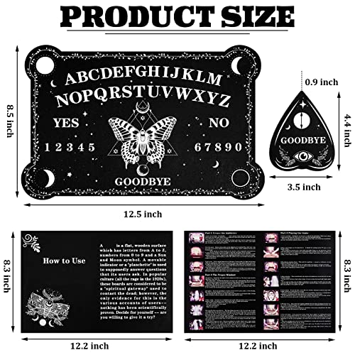Threan Pendulum Dowsing Divination Board with Amethyst Set Wooden Spirit Talking Board Metaphysical Message Crystal Pendulum Necklace with Planchette for Wiccan SupplyButterfly Style - Image 5