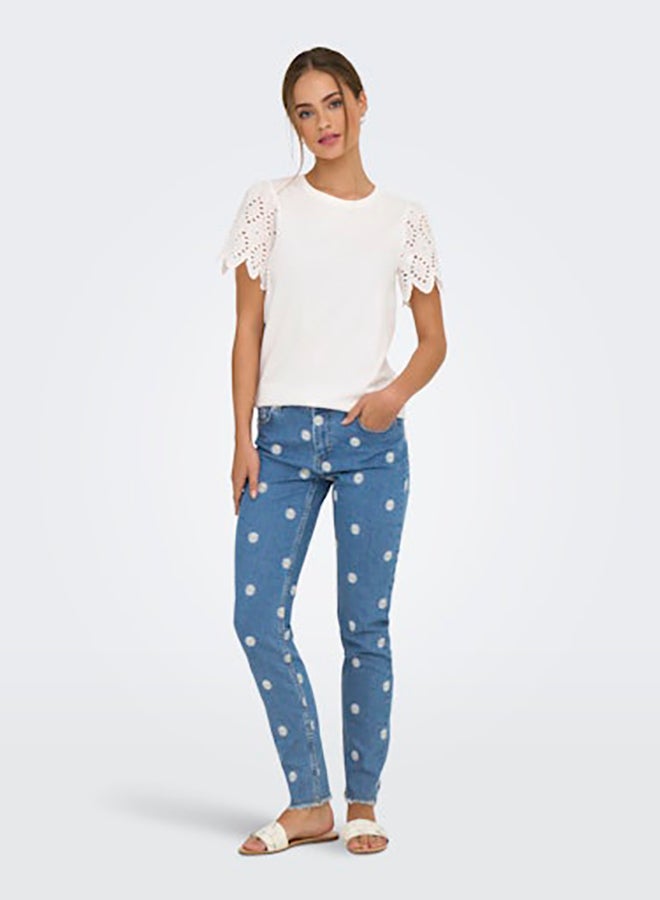 ONLY Onlebba Life S/S Lace Top Jrs - Image 1