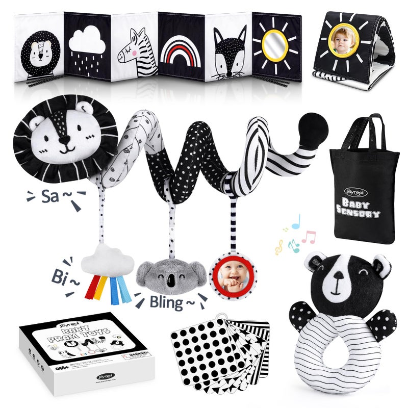 Joyreal High Contrast Baby Toys for Newborn Black and White Baby Sensory Toys with Car Seat ToysInfant Toys with Black White Cards Book Montessori Toys for Baby Gifts - Image 2